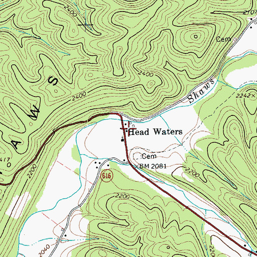Topographic Map of Head Waters Post Office, VA