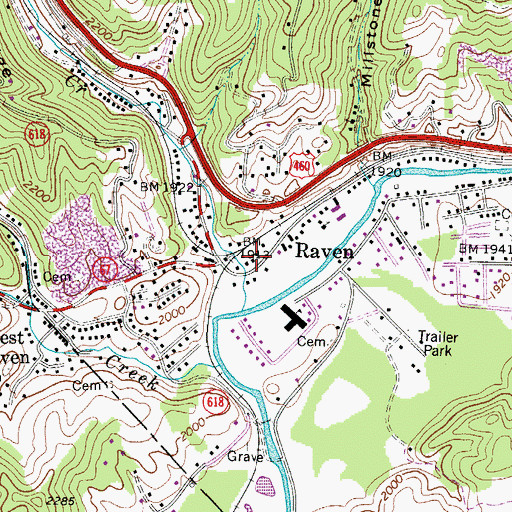 Topographic Map of Raven Post Office, VA