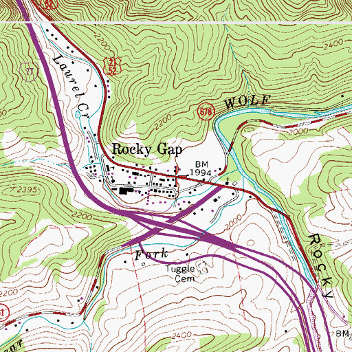 Topographic Map of Rocky Gap Post Office, VA