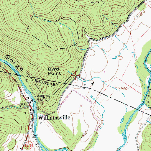 Topographic Map of Williamsville Post Office, VA