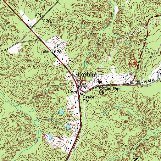 Topographic Map of Corbin Post Office, VA
