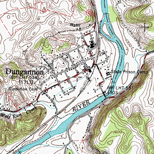 Topographic Map of Dungannon Post Office, VA