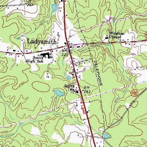 Topographic Map of Ladysmith Post Office, VA