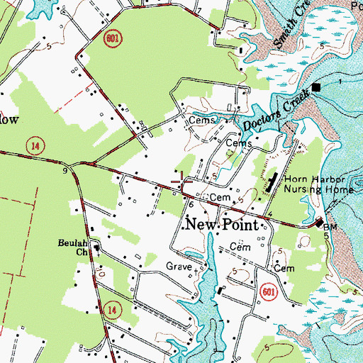 Topographic Map of New Point Post Office, VA