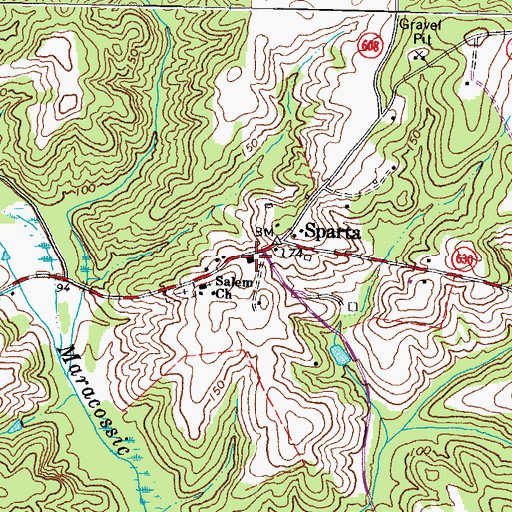 Topographic Map of Sparta Post Office, VA