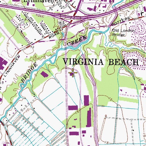 Topographic Map of Virginia Beach Post Office, VA