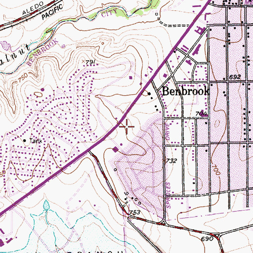 Topographic Map of Benbrook Post Office, TX