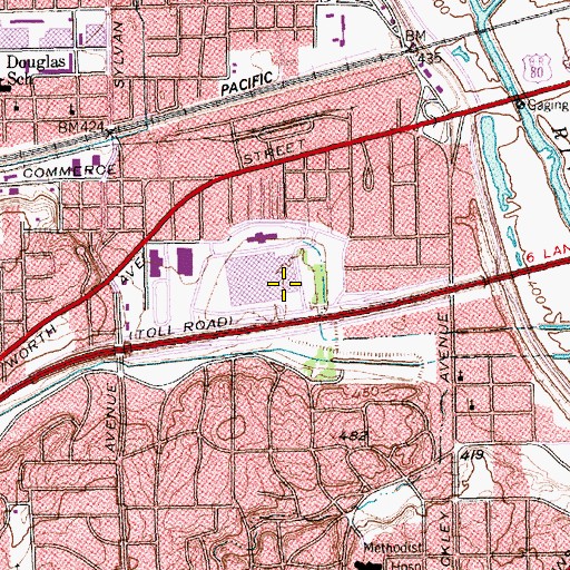 Topographic Map of Dallas Post Office, TX