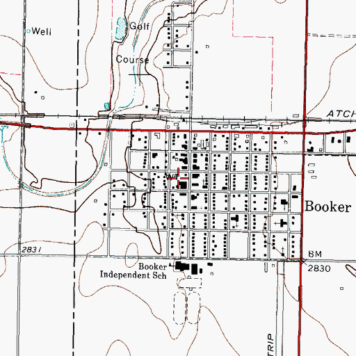 Topographic Map of Booker Fire Department, TX