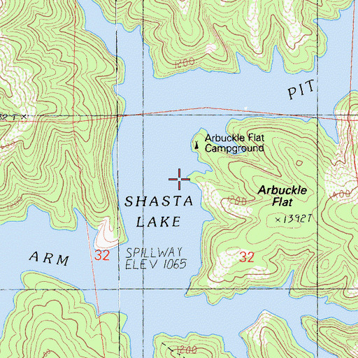 Topographic Map of Arbuckle Camp, CA