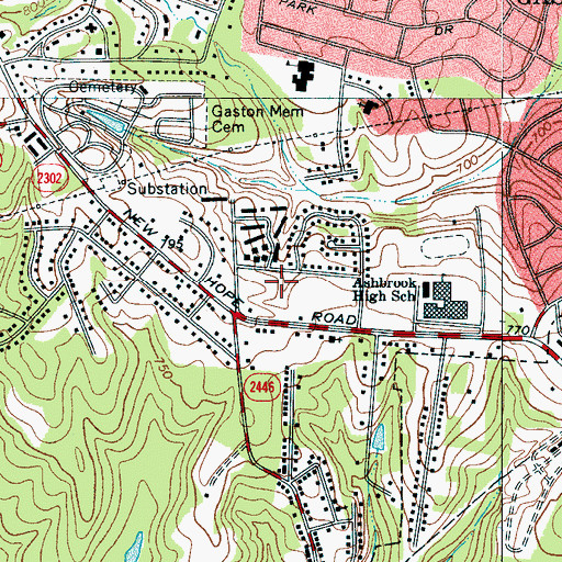 Topographic Map of New Hope Post Office, NC