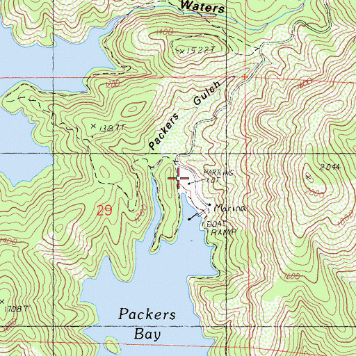 Topographic Map of Packers Bay Marina, CA