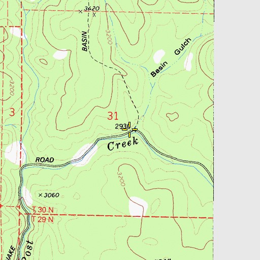 Topographic Map of Basin Gulch, CA