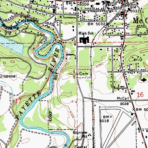 Topographic Map of McCall Cemetery, ID