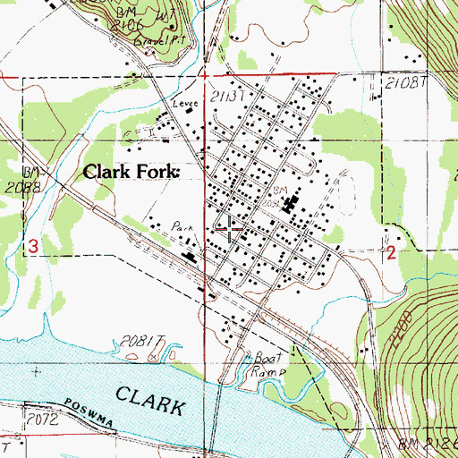 Topographic Map of Clark Fork Post Office, ID