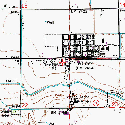 Topographic Map of Wilder Post Office, ID