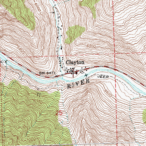 Topographic Map of Clayton Post Office, ID