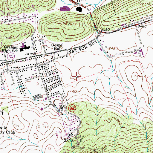 Topographic Map of Bluefield Police Department, VA