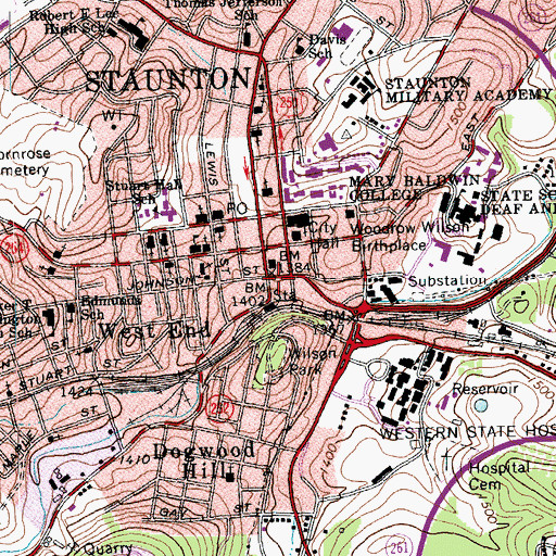 Topographic Map of Augusta County Sheriff's Office, VA
