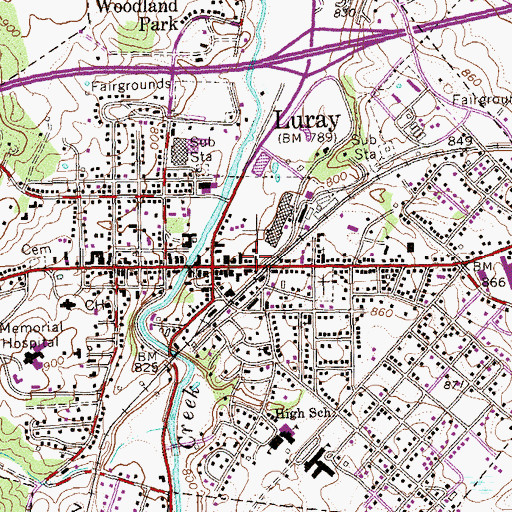 Topographic Map of Luray Police Department, VA