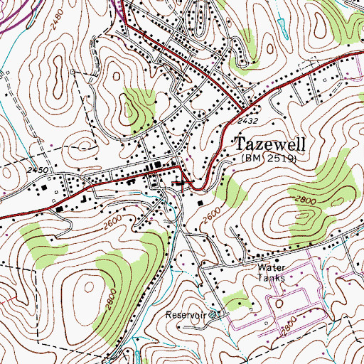 Topographic Map of Tazewell County Sheriff's Office, VA