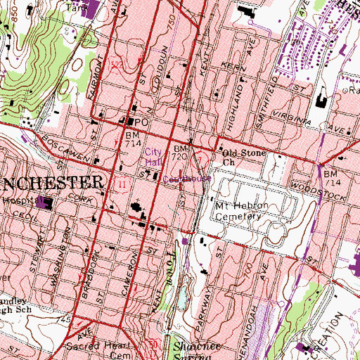 Topographic Map of Winchester City Sheriff's Office, VA