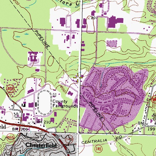 Topographic Map of Chesterfield Juvenile Detention Home School, VA