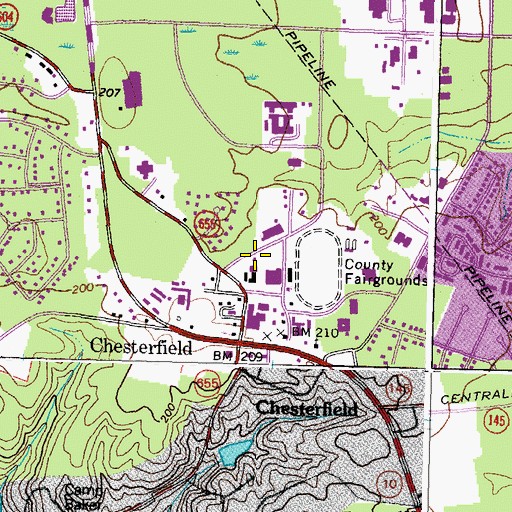 Topographic Map of Chesterfield County Jail, VA