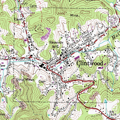 Topographic Map of Clintwood Police Department, VA