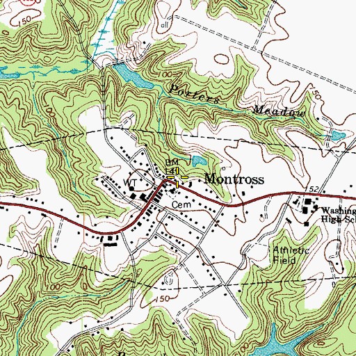 Topographic Map of Montross Police Department, VA