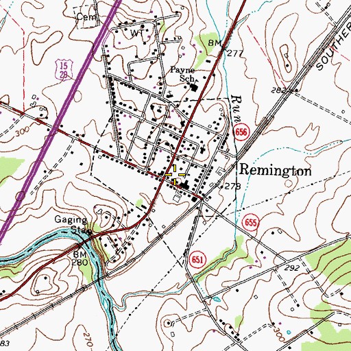 Topographic Map of Remington Police Department, VA