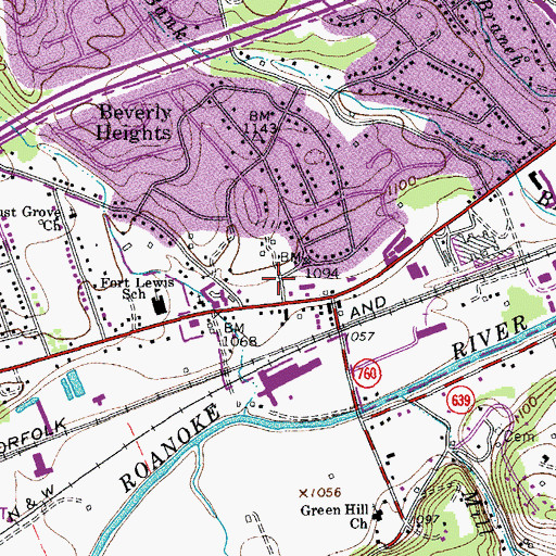 Topographic Map of Virginia State Police Division 6 Area 40 Office, VA
