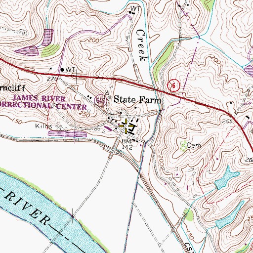Topographic Map of James River Work Center, VA