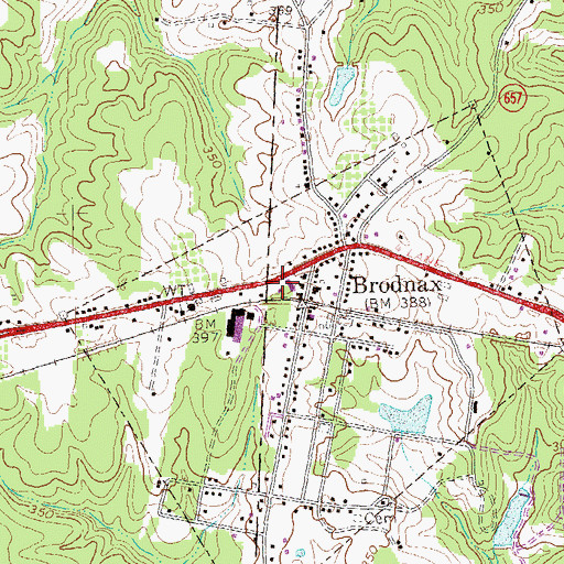 Topographic Map of Brodnax Post Office, VA