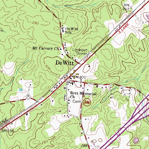 Topographic Map of DeWitt Post Office, VA