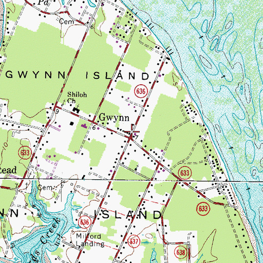 Topographic Map of Gwynn Post Office, VA