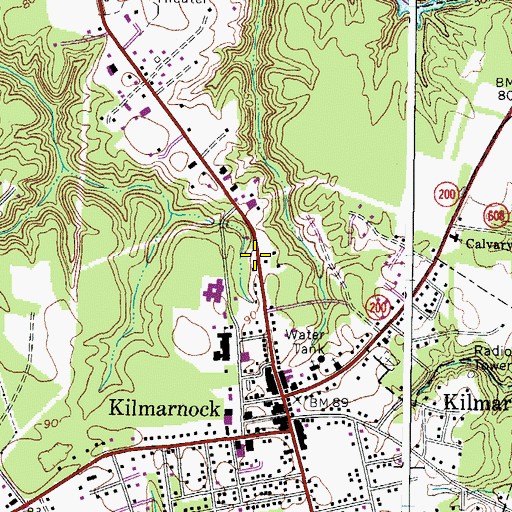 Topographic Map of Kilmarnock Post Office, VA