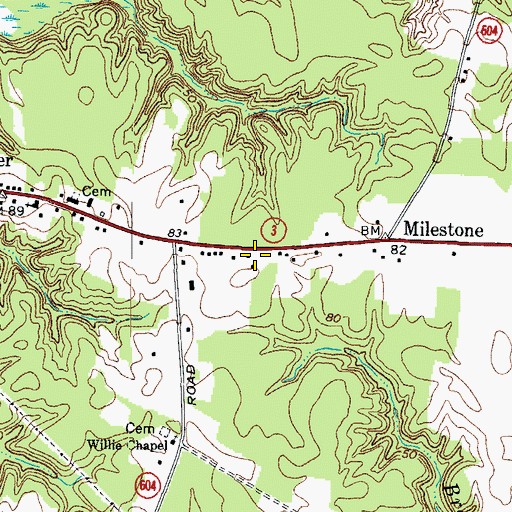 Topographic Map of Lancaster Post Office, VA