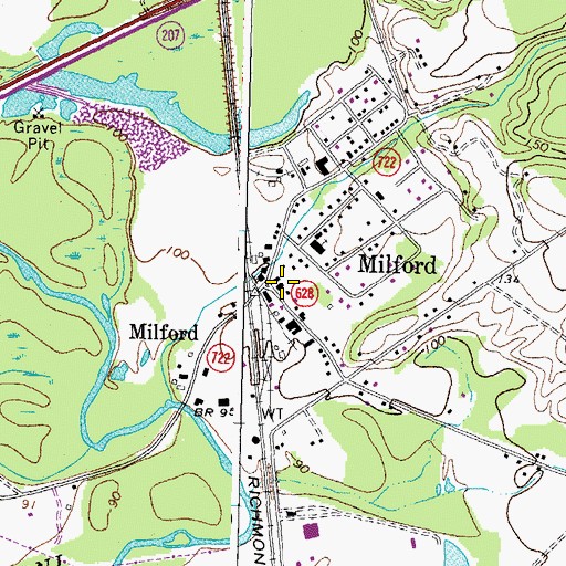 Topographic Map of Milford Post Office, VA