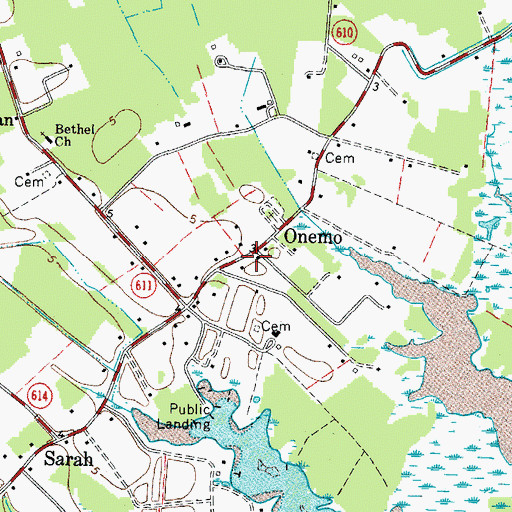 Topographic Map of Onemo Post Office, VA