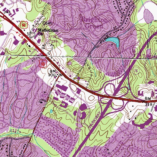 Topographic Map of Bon Air Post Office, VA