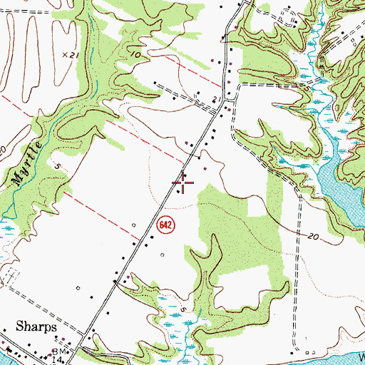 Topographic Map of Sharps Post Office, VA