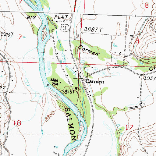 Topographic Map of Carmen Post Office, ID