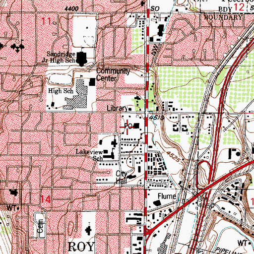 Topographic Map of Roy Post Office, UT