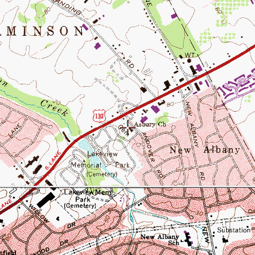 Topographic Map of Asbury United Methodist Church Cemetery, NJ