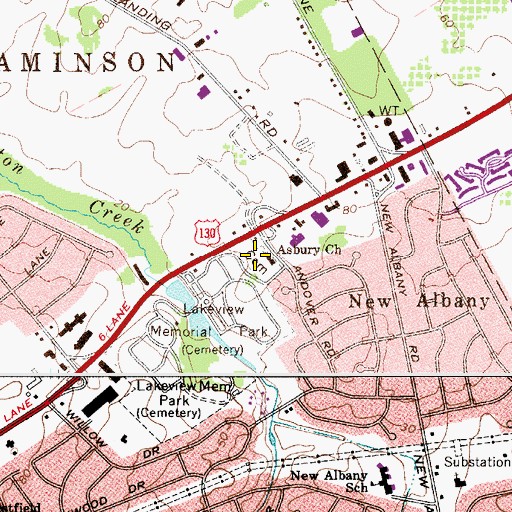 Topographic Map of Asbury United Methodist Church Cemetery, NJ