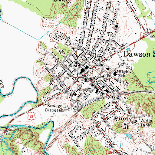 Topographic Map of Dawson Springs Police Department, KY