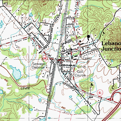 Topographic Map of Lebanon Junction Police Department, KY