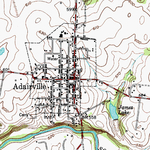 Topographic Map of Adairville Police Department, KY
