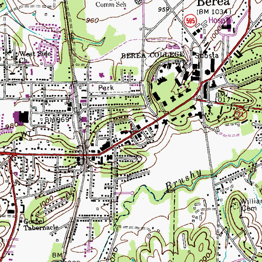 Topographic Map of Berea City Police Department, KY